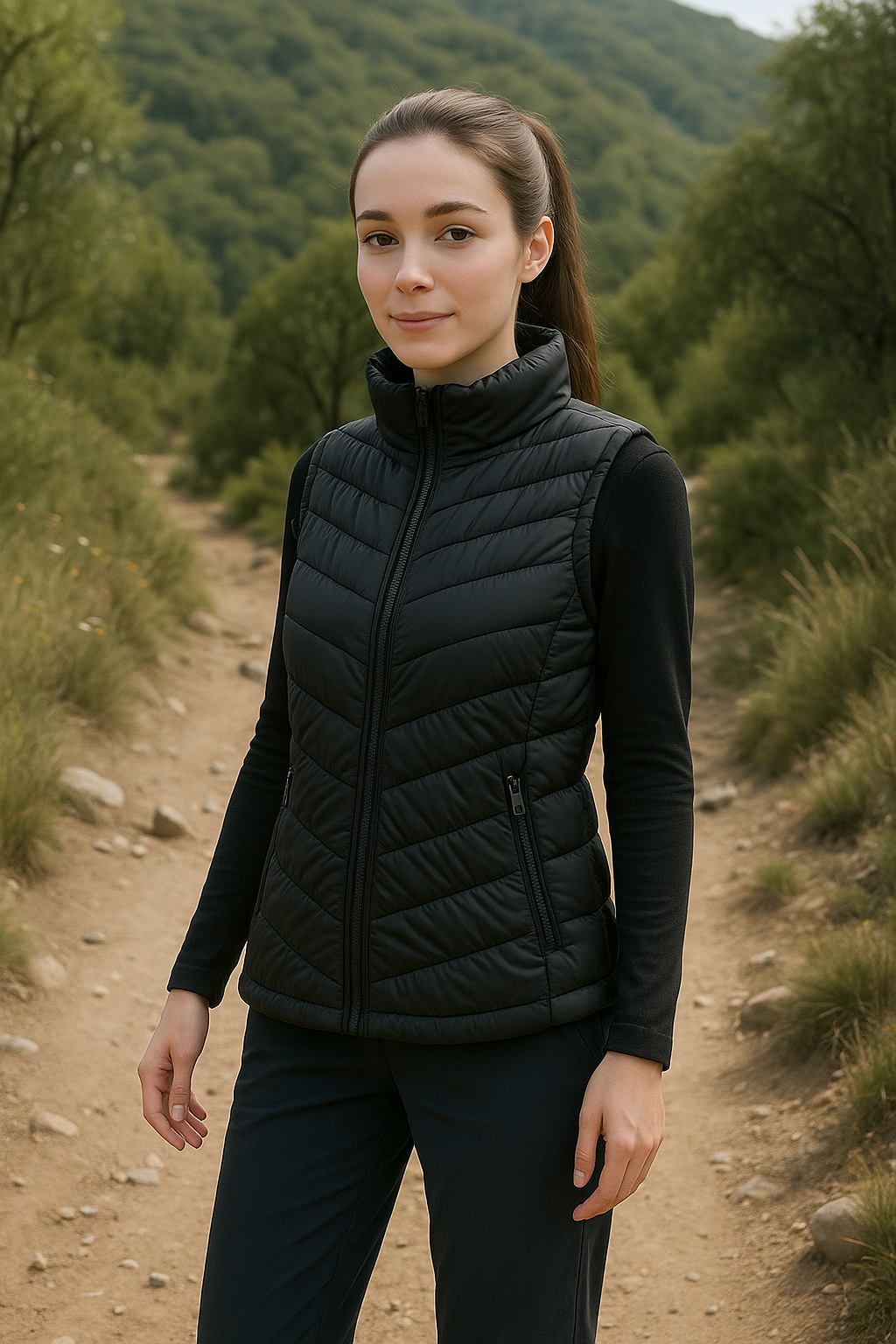 River Trail Ladies "Alpine Luxe" Faux Fur Lined Puffer Vest