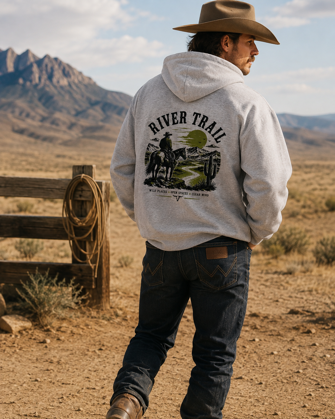 "Wild Places" Western Pull Over Hoodie