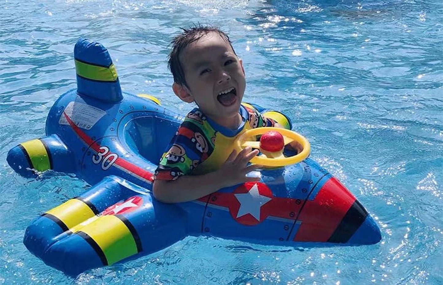 Kids Inflatable Airplane Pool Float With Steering Wheel