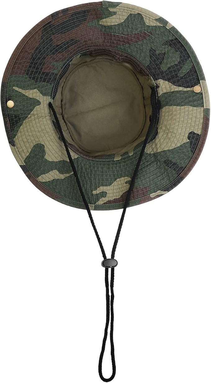 Camo "Safari" Bucket Hat With Snaps And Draw String