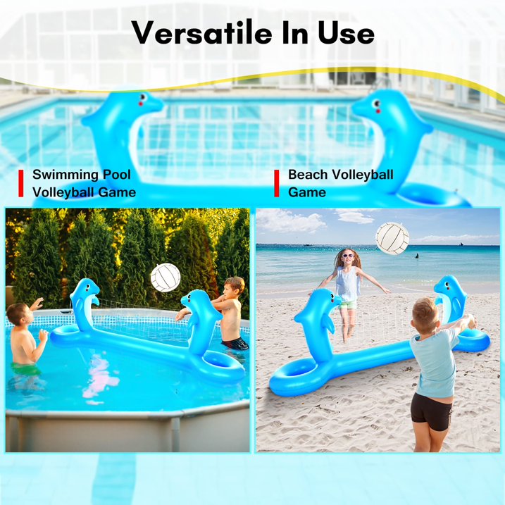 Inflatable Pool Float Volleyball Set - Dolphin Shaped Summer Kids Fun SALE