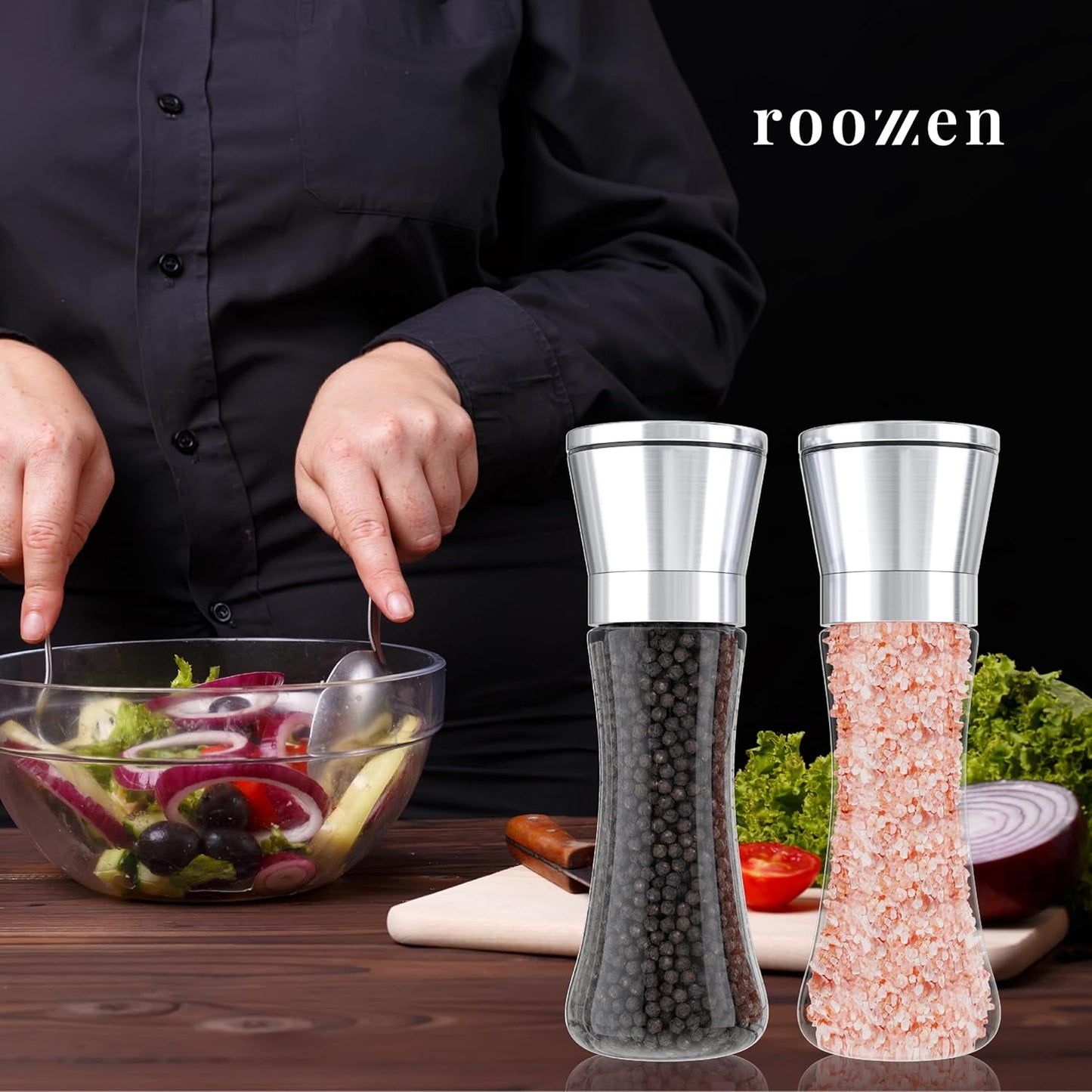 FLASH DEAL! Premium Salt and Pepper Grinder Set, Premium Black Pepper Grinders, 7 LEVEL ADJUSTMENT Salt and Pepper Mill, Professional Stainless Steel Salt Pepper Grinder set.