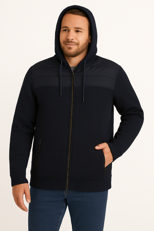 River Trail Men’s Hoodie Mixed Media Fleece Knit Hoodie With Sherpa Liner