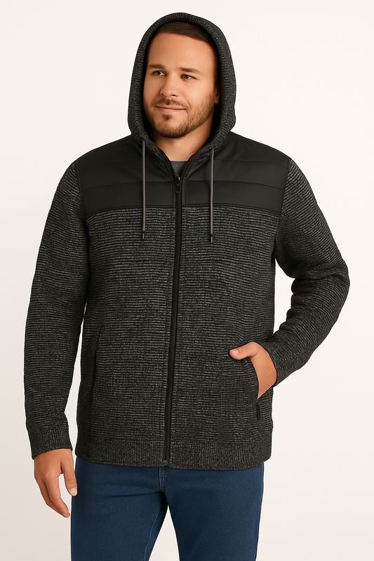 River Trail Men’s Hoodie Mixed Media Fleece Knit Hoodie With Sherpa Liner