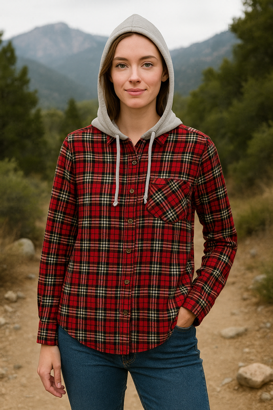 River Trail Ladies "Summit Soft" Hooded Flannel Top