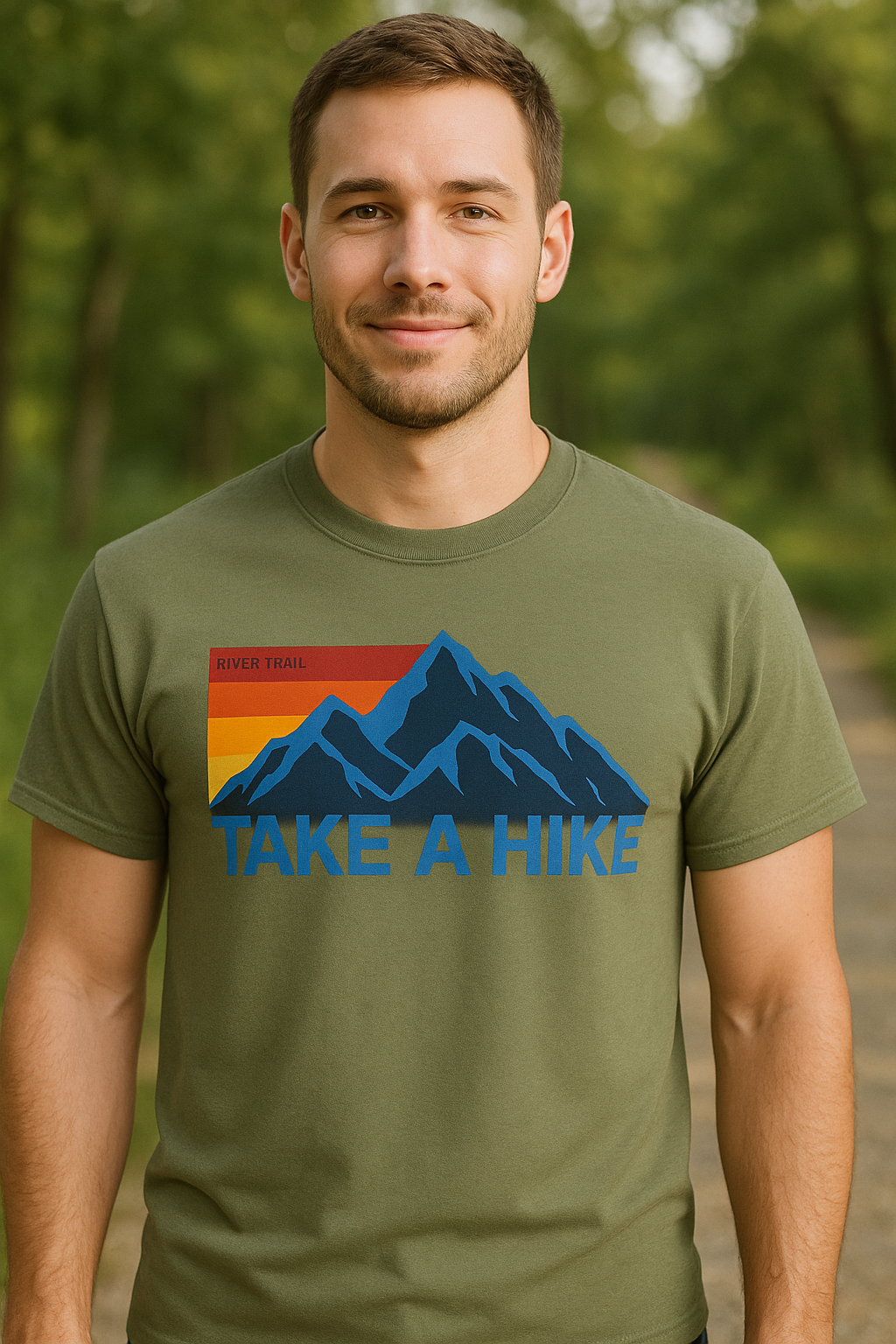River Trail Men's "Take A Hike" 100% Cotton Graphic Tee