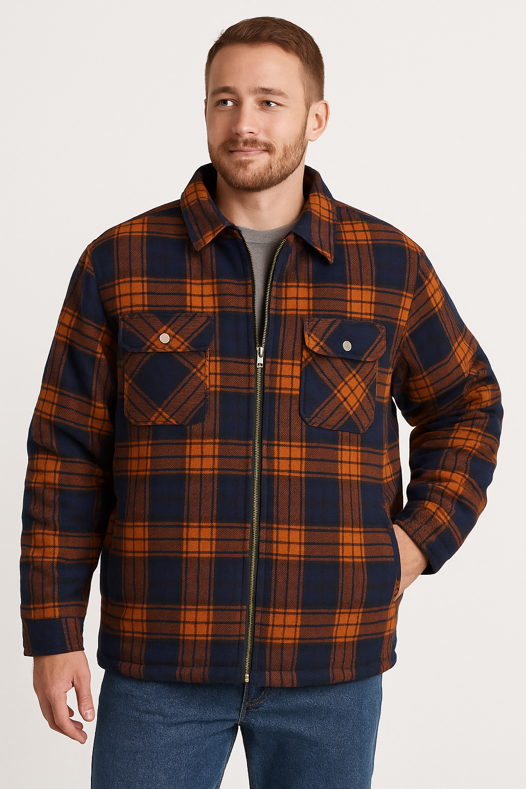 Thermal Lined Zip Close Flannel Jacket