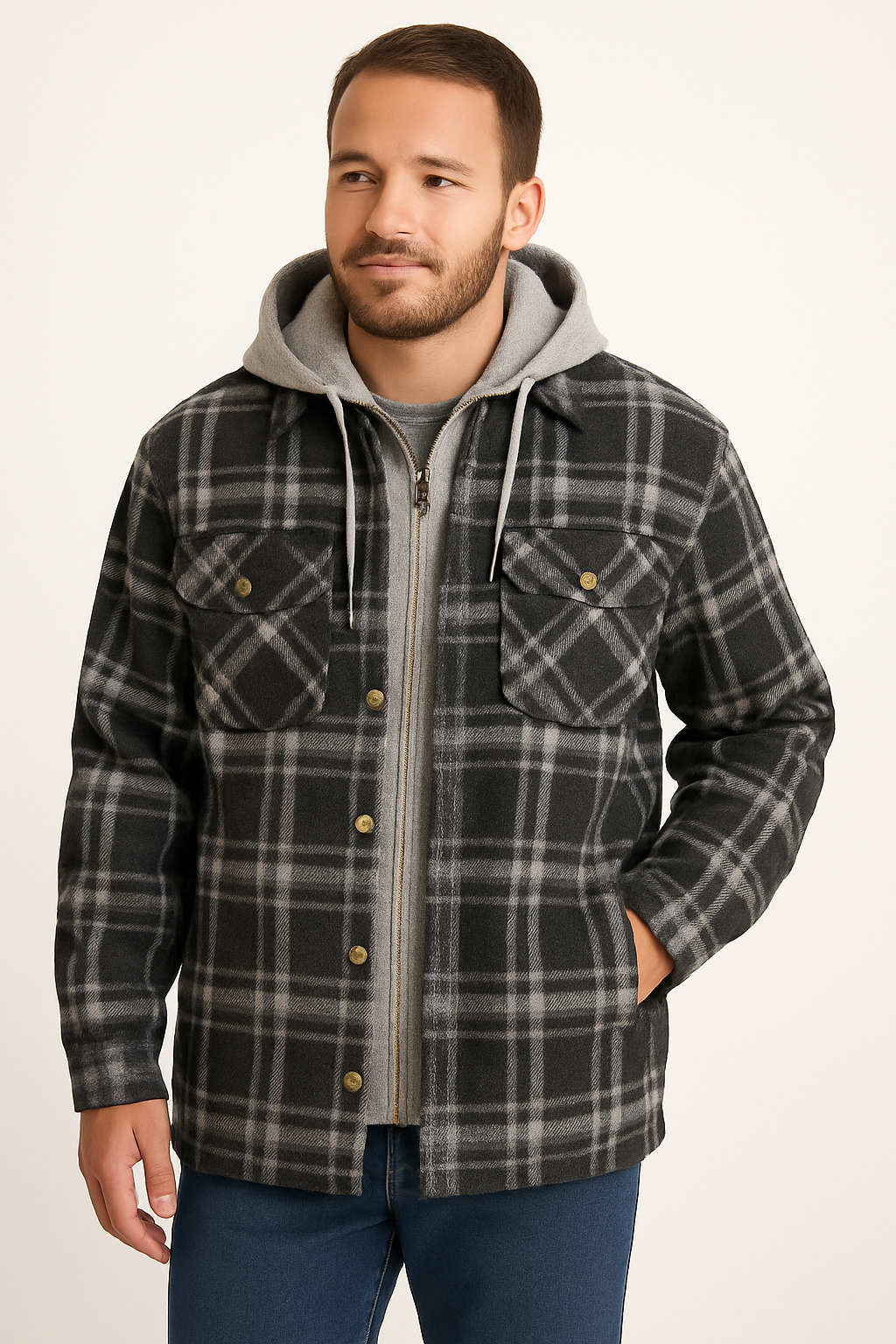 Hoodie Flannel Jacket Combo