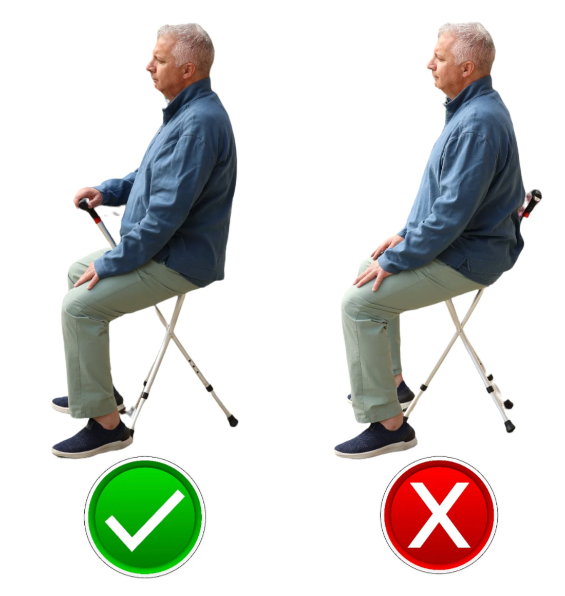 FLASH DEAL! Folding Cane Seat with LED Light FM Radio Alarm — Walking Stick Chair for Senior