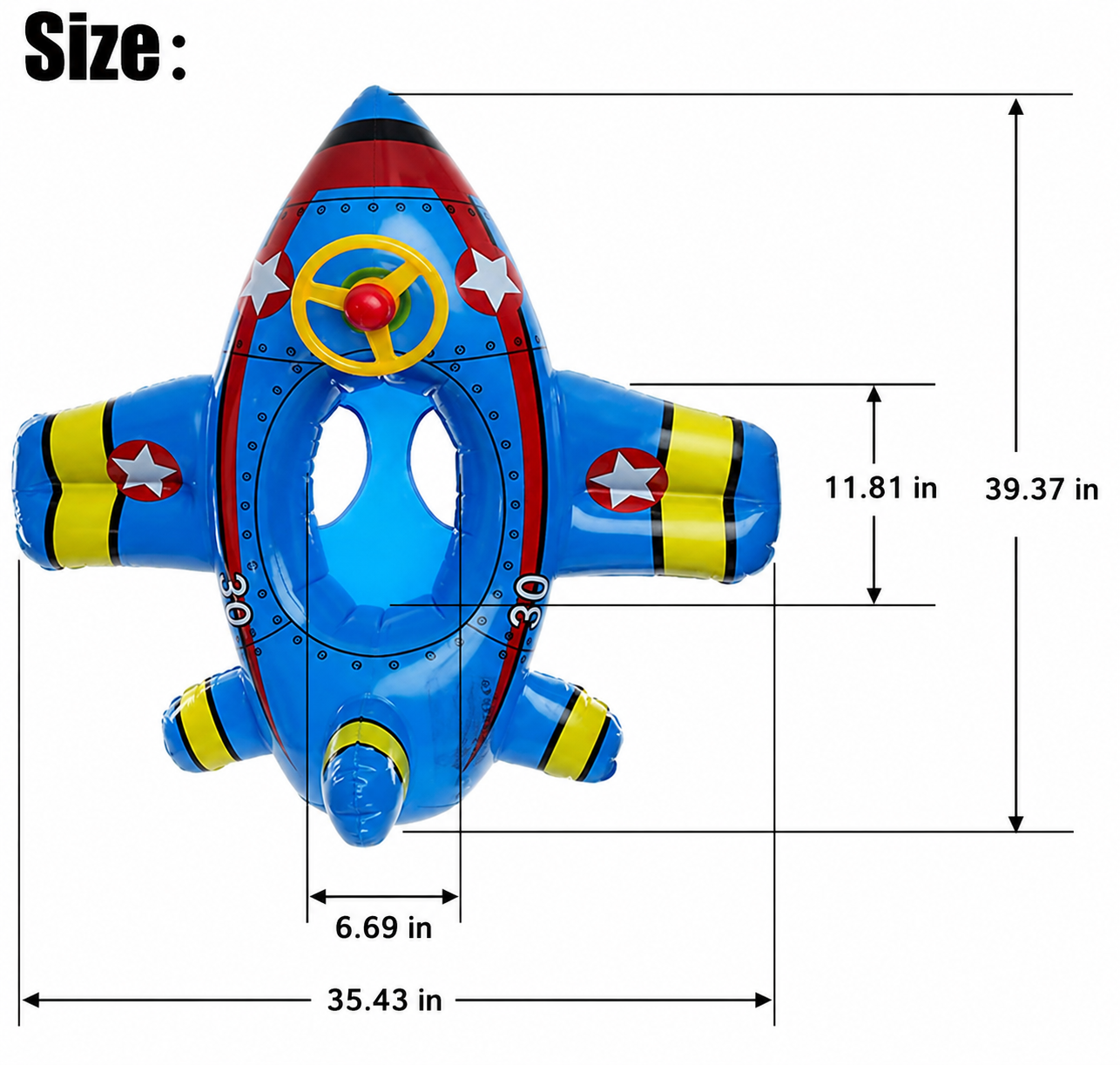Kids Inflatable Airplane Pool Float With Steering Wheel
