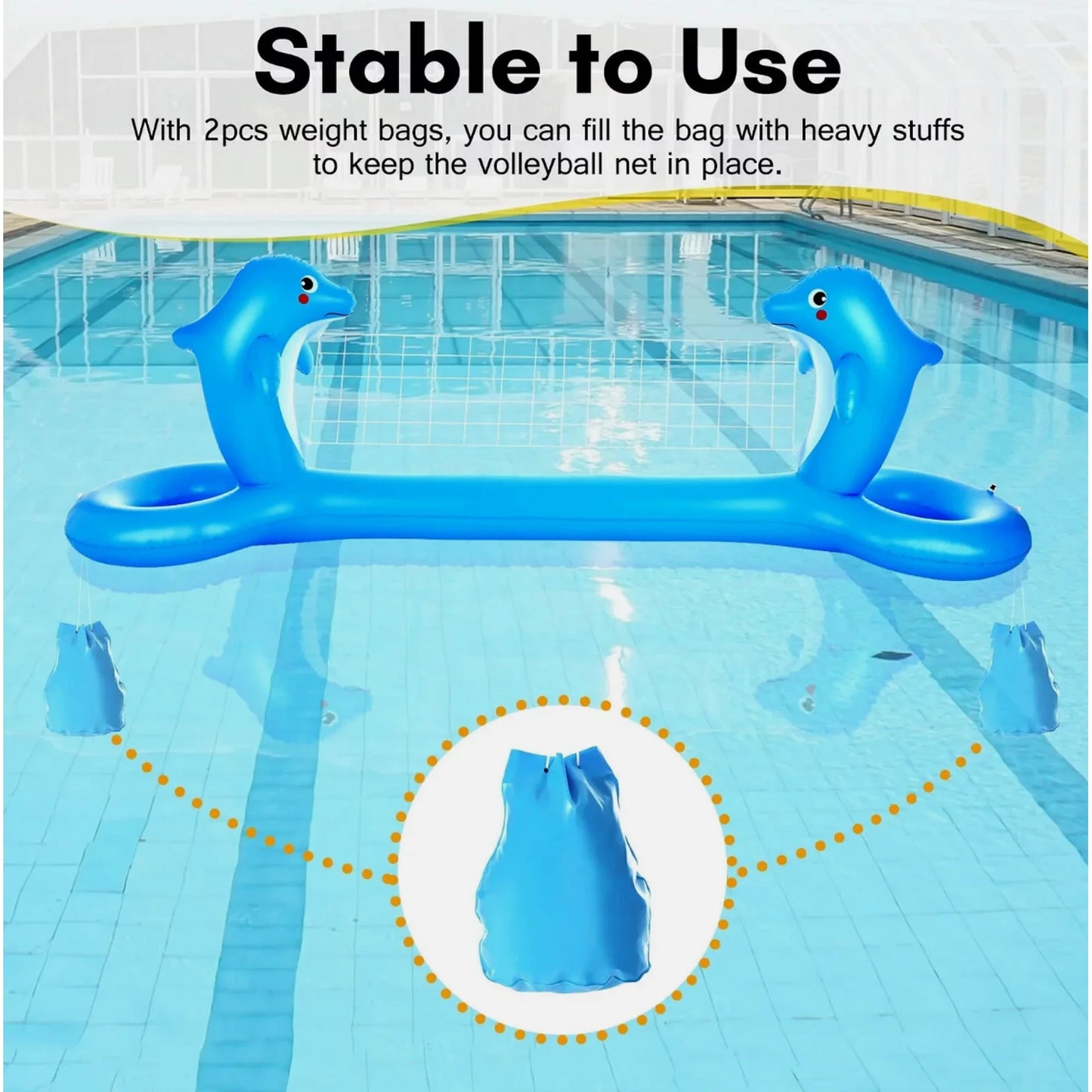 Inflatable Pool Float Volleyball Set - Dolphin Shaped Summer Kids Fun SALE