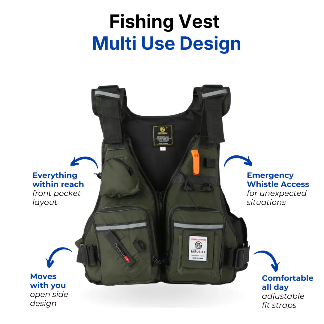 Multi-Pocket Fishing Vest Adjustable Outdoor Utility Vest for Fishing Kayaking